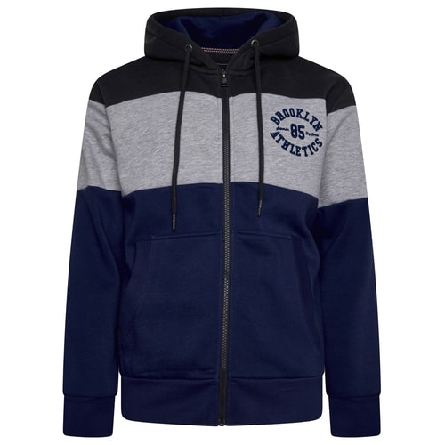 KAM Zip Cut and Sew Brooklyn Hoody Jet Black